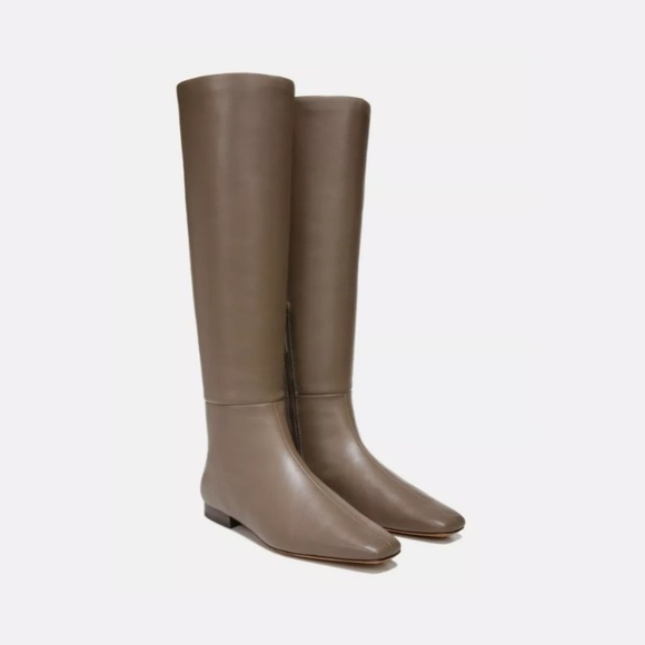Vince Nella Otter Gray Leather Boots - Picture 1 of 9